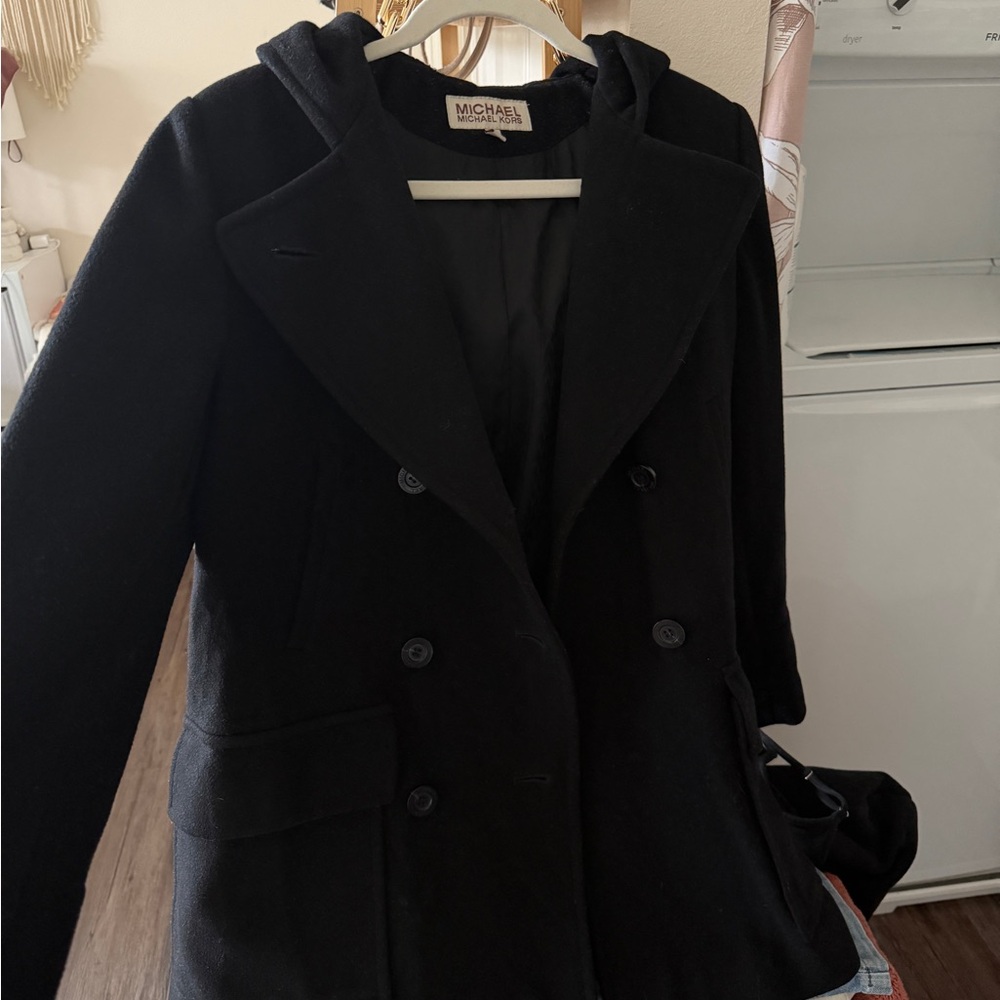 Michael Kors Black Wool Peacoat for Women